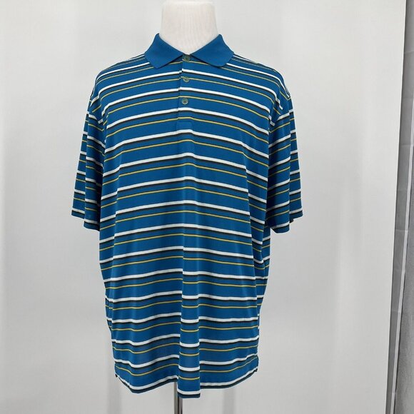 Nike Golf Dri-Fit Blue Striped Polo Shirt Men's XL Extra Large - Picture 2 of 9